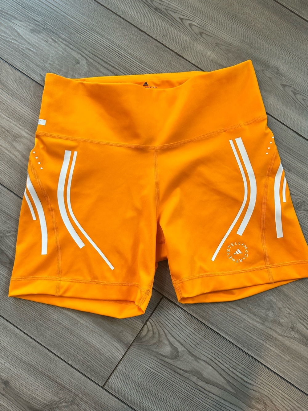 Adidas Stella McCartney HEAT.RDY Orange Bike Shorts Large Reflective Zip Pocket